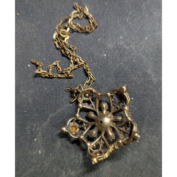 Vintage Star & Moon Rhinestone Pendant Necklace Earrings Set Estate statement - Picture 7 of 12